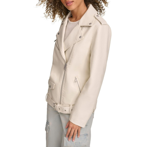 Жіноча куртка з екошкіри Levi's на блискавці 1159846889 (Молочний XS)