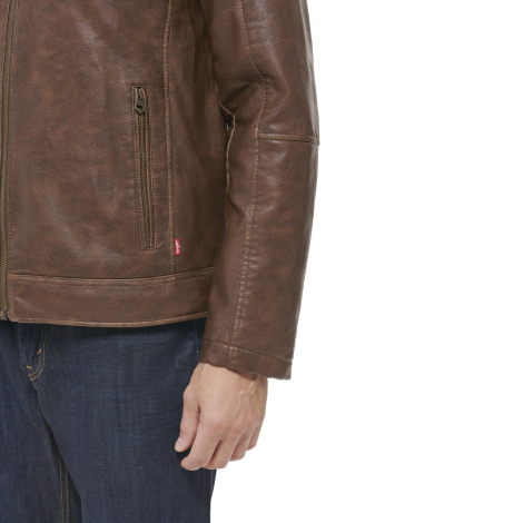 Мужская куртка из экокожи Levi's с капюшоном 1159847297 (Коричневый XXL)