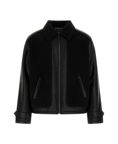 Мужская куртка из экокожи GUESS с шерпой 1159847573 (Черный XL)
