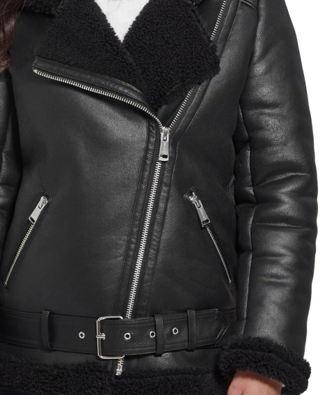 Женская куртка из искусственной кожи Guess с мехом 1159847629 (Черный XL)