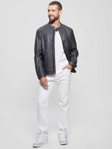 Мужская куртка Guess из экокожи 1159847768 (Серый XL)