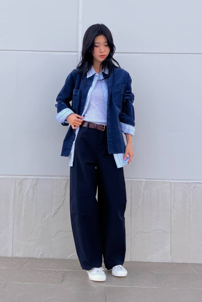 Вельветовая куртка UNIQLO на пуговицах 1159849720 (Синий M)