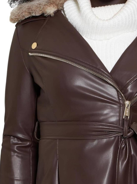 Женская куртка из экокожи Guess 1159850170 (Коричневый L)