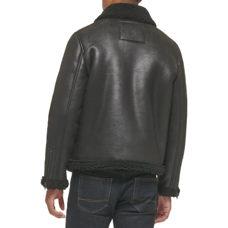 Мужская дубленка Tommy Hilfiger куртка из искусственной кожи с подкладкой из шерпы 1159850378 (Черный XXL)