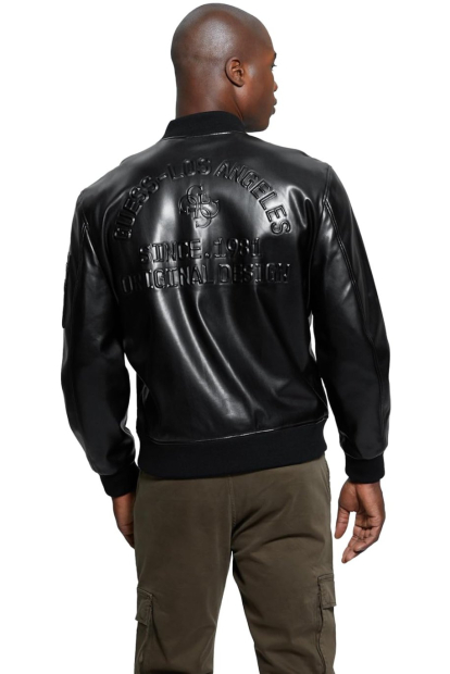 Мужской бомбер GUESS из экокожи 1159850473 (Черный M)
