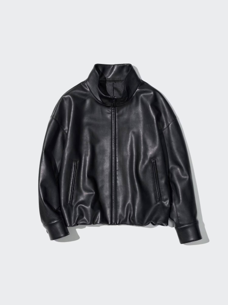 Куртка из экокожи UNIQLO на молнии 1159850501 (Черный S)