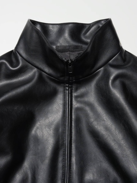 Куртка из экокожи UNIQLO на молнии 1159850501 (Черный S)