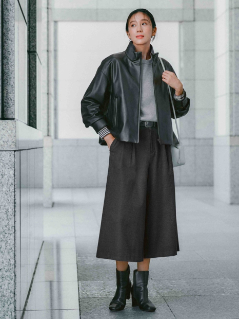 Куртка из экокожи UNIQLO на молнии 1159850501 (Черный S)