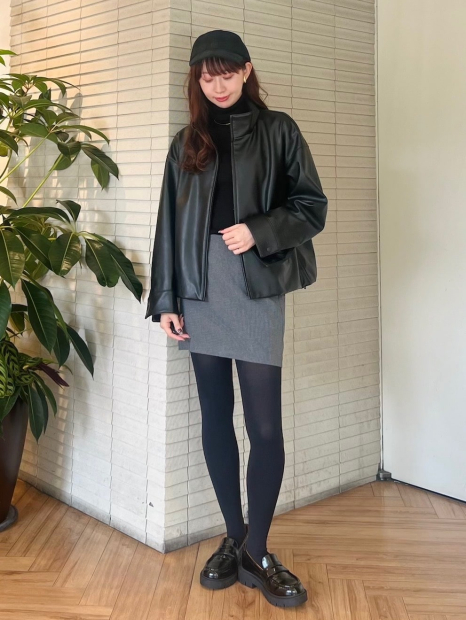 Куртка из экокожи UNIQLO на молнии 1159850501 (Черный S)