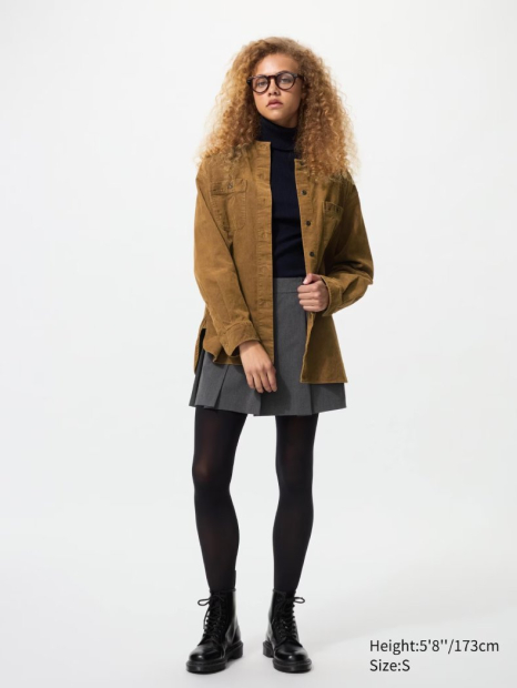 Вельветовая куртка UNIQLO на пуговицах 1159850538 (Коричневый M)