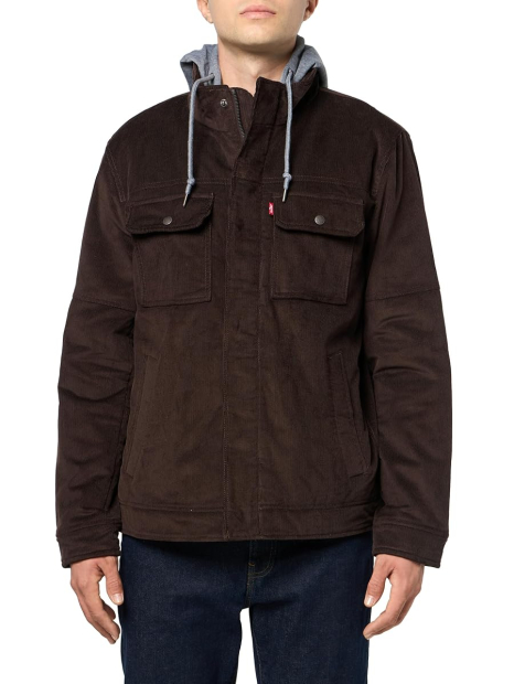 Мужская вельветовая куртка Levi's с капюшоном 1159850600 (Коричневый L)