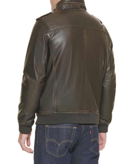 Чоловіча куртка-бомбер з екошкіри Levi's з шерпою 1159850980 (Коричневий 6XL)