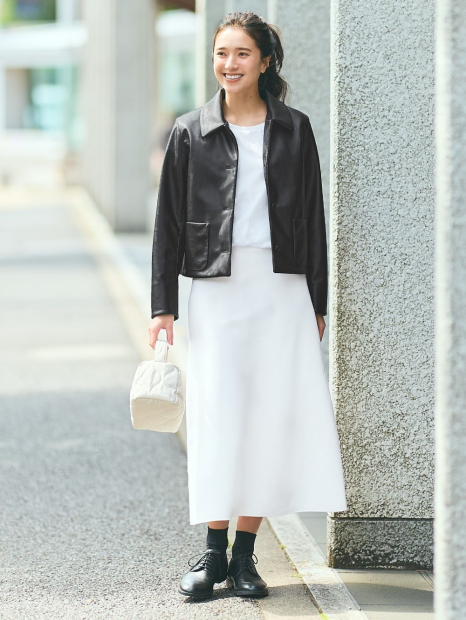 Куртка из экокожи UNIQLO на пуговицах 1159851426 (Черный M)