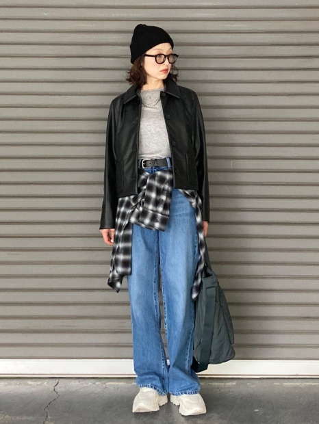 Куртка из экокожи UNIQLO на пуговицах 1159851426 (Черный M)