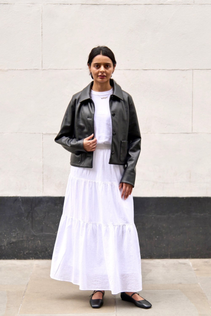 Куртка из экокожи UNIQLO на пуговицах 1159851426 (Черный M)