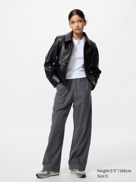 Куртка из экокожи UNIQLO на пуговицах 1159851426 (Черный M)