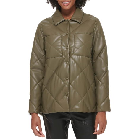 Жіноча стьобана куртка Calvin Klein на кнопках 1159851635 (Зелений M)