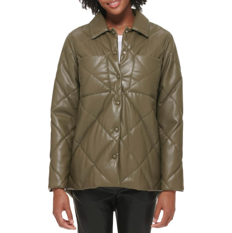 Жіноча стьобана куртка Calvin Klein на кнопках 1159851635 (Зелений M)