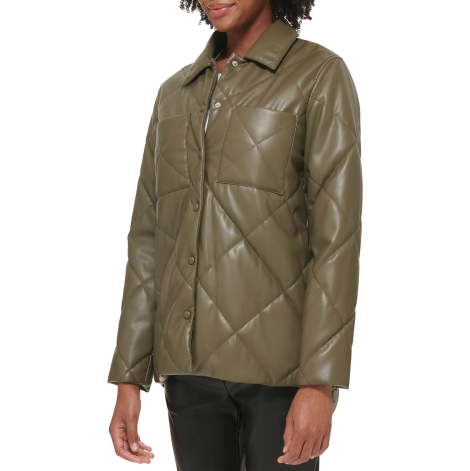 Жіноча стьобана куртка Calvin Klein на кнопках 1159851635 (Зелений M)