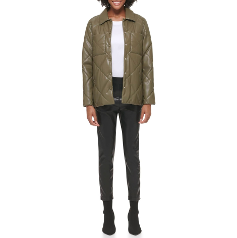 Жіноча стьобана куртка Calvin Klein на кнопках 1159851635 (Зелений M)
