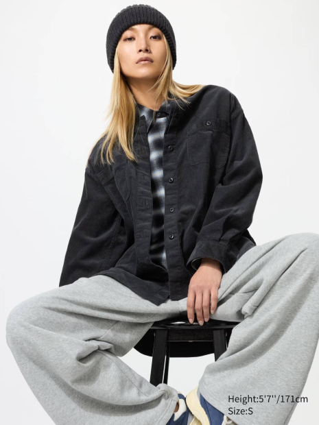 Вельветовая куртка UNIQLO на пуговицах 1159852061 (Серый M)