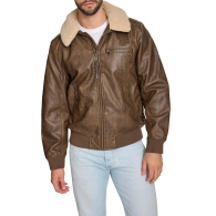 Мужская куртка из экокожи Levi's с воротником из шерпы 1159840097 (Коричневый XXL)