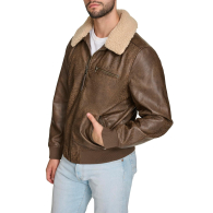 Мужская куртка из экокожи Levi's с воротником из шерпы 1159840097 (Коричневый XXL)