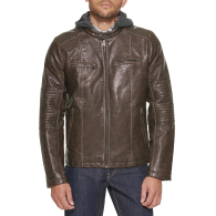 Мужская куртка из экокожи Levi's с капюшоном 1159841153 (Коричневый XXL)