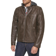 Мужская куртка из экокожи Levi's с капюшоном 1159841153 (Коричневый XXL)