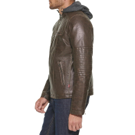 Мужская куртка из экокожи Levi's с капюшоном 1159841153 (Коричневый XXL)