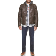 Мужская куртка из экокожи Levi's с капюшоном 1159841153 (Коричневый XXL)