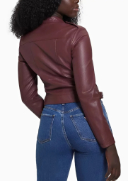 Женская куртка из экокожи GUESS на молнии 1159841569 (Бордовый XXL)