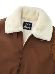 Чоловіча куртка GUESS з екошкіри з хутряним коміром 1159842412 (Коричневий XXL)