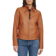 Женская куртка из экокожи Levi's на молнии 1159842742 (Коричневый XXL)