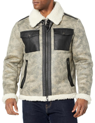 Мужская дубленка Tommy Hilfiger куртка из искусственной кожи с подкладкой из шерпы 1159842834 (Серый XXL)