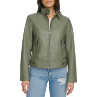 Женская куртка из экокожи Levi's на молнии 1159846345 (Зеленый XS)