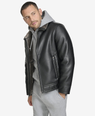 Чоловіча куртка з екошкіри Calvin Klein на екоміху 1159846372 (Чорний S)