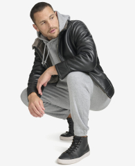 Чоловіча куртка з екошкіри Calvin Klein на екоміху 1159846372 (Чорний S)