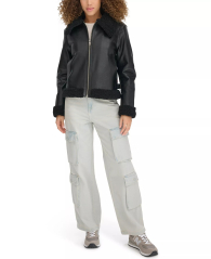 Женская куртка из экокожи Levi's с отделкой из шерпы 1159846582 (Черный XS)