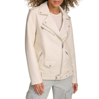 Жіноча куртка з екошкіри Levi's на блискавці 1159846889 (Молочний XS)