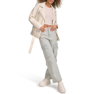 Жіноча куртка з екошкіри Levi's на блискавці 1159846889 (Молочний XS)