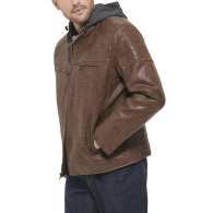 Мужская куртка из экокожи Levi's с капюшоном 1159847297 (Коричневый XXL)