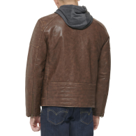 Мужская куртка из экокожи Levi's с капюшоном 1159847297 (Коричневый XXL)