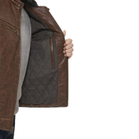 Мужская куртка из экокожи Levi's с капюшоном 1159847297 (Коричневый XXL)