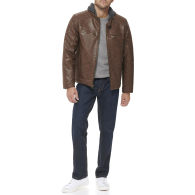 Мужская куртка из экокожи Levi's с капюшоном 1159847297 (Коричневый XXL)