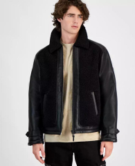 Мужская куртка из экокожи GUESS с шерпой 1159847573 (Черный XL)
