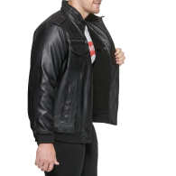 Мужская куртка-бомбер из экокожи Levi's с шерпой 1159848012 (Черный 6XL)