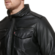 Мужская куртка-бомбер из экокожи Levi's с шерпой 1159848012 (Черный 6XL)