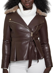 Женская куртка из экокожи Guess 1159850170 (Коричневый L)