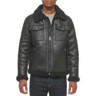 Мужская дубленка Tommy Hilfiger куртка из искусственной кожи с подкладкой из шерпы 1159850378 (Черный XXL)